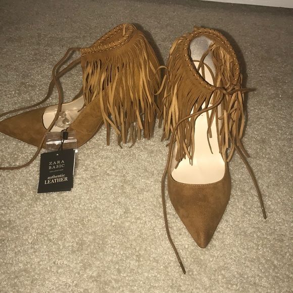 tan fringe heels